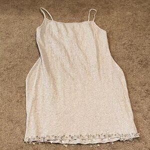 Skims Grey Ribbed Crystal Hem Mini Dress